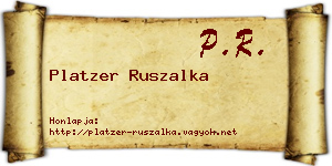 Platzer Ruszalka névjegykártya